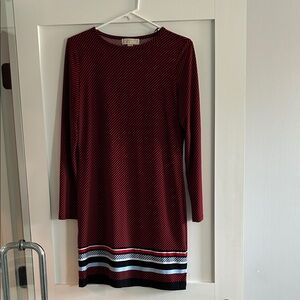 Michael Kors striped Red and Black Long Sleeve Dress